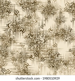 seamless abstract background in beige olive tones in vintage style for fabric prints, packaging, greeting cards and home decoration, as well as patterns on the walls