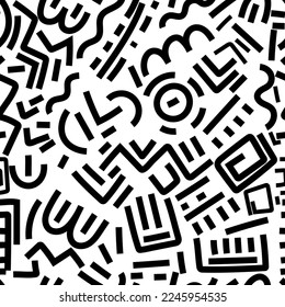 Seamless abstract background. Black line, vector.