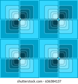 Seamless abstract background with blue checker patterns in minimal design, 3d optical art illusion