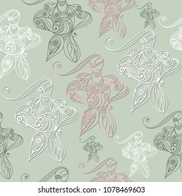 Seamless abstract background with bodybuilder. Texture (pattern) for  textile, wallpapers, print, wrapping, scrapbooking, book cover, cloth design. Vector illustration.