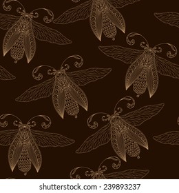 Seamless abstract background with butterflies ,Henna Mehendi Tattoo  Style Doodles Seamless Pattern