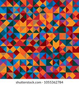 Seamless abstract background of colored triangles. Geometric mosaic of triangles