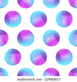 Seamless abstract background of colorful circles, polygonal design.