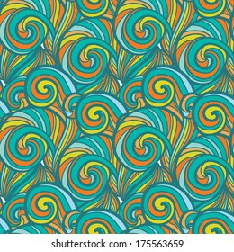 Seamless abstract background with curls and waves.