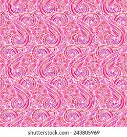 Seamless abstract background with curls and waves. Vector pattern