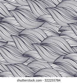 Seamless abstract background with curls and waves. Vector pattern