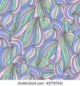 Seamless abstract background with curls and waves. Vector pattern