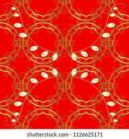 Seamless abstract background with cute elements. Fantasy illustration. Pictures in purple, neutral and yellow colors. Orient vector classic vintage pattern. Orient background.