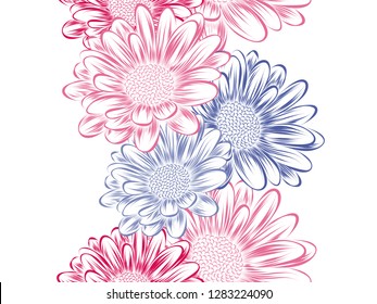 Seamless abstract background with daisy flowers