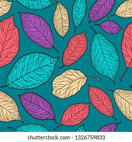 Seamless abstract background. Decorative leaves pattern. Vector illustration