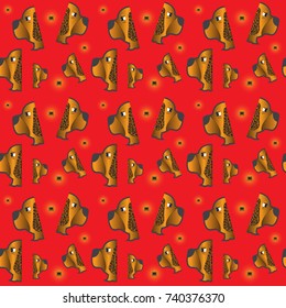 Seamless abstract background with dog, symbol of 2018. Texture (pattern) for textile, wallpapers, print, wrapping, scrapbooking, book cover, cloth. New year design. Vector illustration.