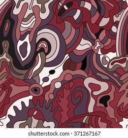 Seamless abstract background with doodling hand drawn elements, vector illustration.