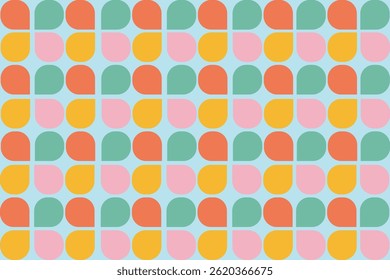 Seamless abstract background with dynamic colorful geometric figures.