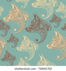 Seamless abstract background with earth dog (hound), symbol of 2018.Texture (pattern) for textile, wallpapers, print, wrapping, scrapbooking, book cover, cloth. New year design.  Vector illustration.
