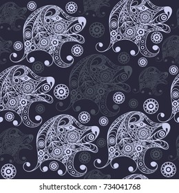 Seamless abstract background with earth dog (hound), symbol of 2018.Texture (pattern) for textile, wallpapers, print, wrapping, scrapbooking, book cover, cloth. New year design.  Vector illustration.
