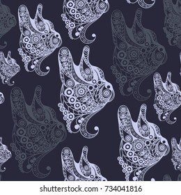 Seamless abstract background with earth dog (hound), symbol of 2018.Texture (pattern) for textile, wallpapers, print, wrapping, scrapbooking, book cover, cloth. New year design.  Vector illustration.
