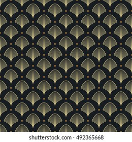 Seamless abstract background with feathers and dots.