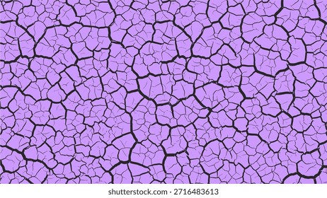 Ein nahtloser abstrakter Hintergrund mit einer gerissenen, trockenen Oberflächenstruktur in hellen violetten und dunkleren Schattierungen, die ein bedrücktes und gebrochenes Muster erzeugt.