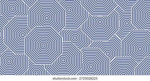 Un fondo abstracto sin fisuras con una intrincada disposición de Formas octogonales, cada una compuesta de líneas concéntricas, creando una textura visual fascinante y moderna.
