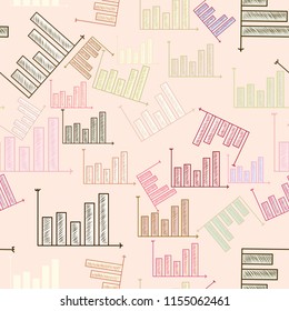 Seamless abstract background with financial graph. Vector artwork.