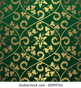 Seamless abstract background with floral ornament. Vector illustration.