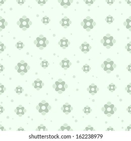 Seamless abstract background - flower-shaped forms. Grey and green pale colors.