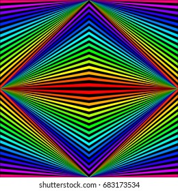 Seamless abstract background in the form of colored rhombuses and rays arranged diagonally.