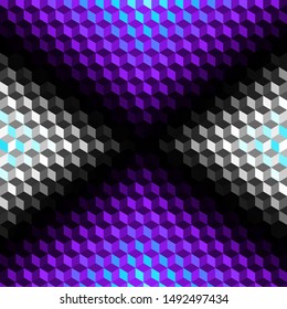 Seamless abstract background. Geometric blue pattern in low poly style. Effect of a glass. Small cubes. Vector image.