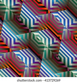 Seamless abstract background in a geometric cubes style and strikes