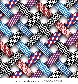 Seamless abstract background. Geometric diagonal pattern. Effect of a relief. Vector image.