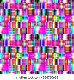 Seamless abstract background with geometric elements. Designed with bright colored gradients. Trendy Glitch effect.