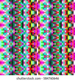 Seamless abstract background with geometric elements. Designed with bright colored gradients. Trendy Glitch effect.