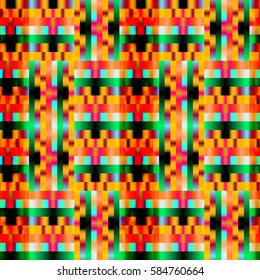 Seamless abstract background with geometric elements. Designed with bright colored gradients. Trendy Glitch effect.