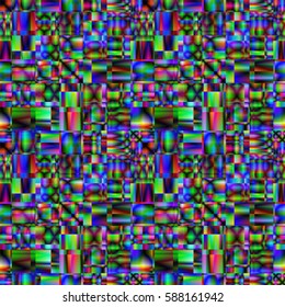 Seamless abstract background with geometric elements. Designed with bright colored gradients. Trendy Glitch effect.