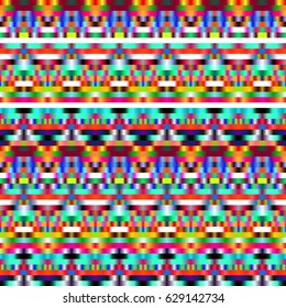 Seamless abstract background with geometric elements. Designed with bright colored gradients. Trendy Glitch effect.