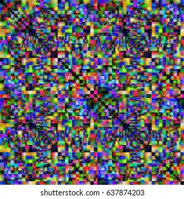 Seamless abstract background with geometric elements. Designed with bright colored gradients. Trendy Glitch effect. Batik pattern.