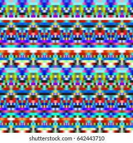 Seamless abstract background with geometric elements. Designed with bright colored gradients. Trendy Glitch effect.