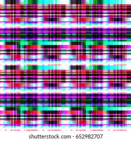 Seamless abstract background with geometric elements. Designed with bright colored gradients. Trendy Glitch effect. Batik pattern.