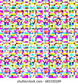 Seamless abstract background with geometric elements. Designed with bright colored gradients. Trendy Glitch effect. Batik pattern.