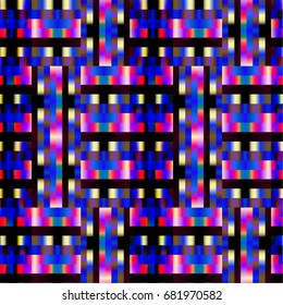 Seamless abstract background with geometric elements. Designed with bright colored gradients. Trendy Glitch effect. Batik pattern.