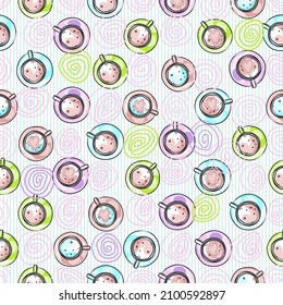 Fondo abstracto sin inconvenientes. Paquetes de regalo.Cajas con arcos, rosados, verdes y morados. Delicados colores pastel. Gráficos dibujados a mano sobre un fondo blanco. Para el día de San Valentín, cumpleaños, boda.