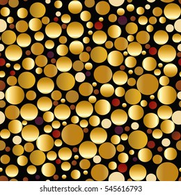 seamless abstract background gold, red, pink circles