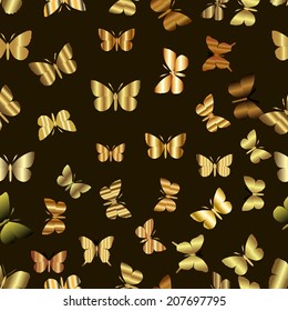 Seamless abstract background with golden gradient butterflies. Seamless pattern for your design wallpapers, pattern fills, web page backgrounds, surface textures. 