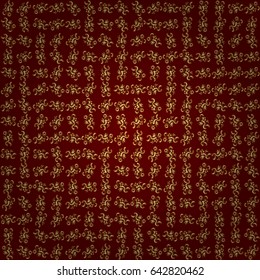 Seamless abstract background with golden repeating elements. Red and golden pattern. Elegant vector classic golden seamless pattern.