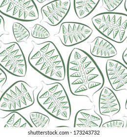 Seamless abstract background of green leaves openwork