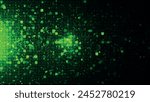 Seamless abstract background of green squares and bright particles. Abstract gradient background. Background for web design. Small square simple computer mosaic blocks. 3D vector