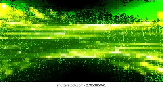 Fundo abstrato sem emenda de quadrados verdes e partículas brilhantes. Fundo de gradiente abstrato. Plano de fundo para design da Web. Pequenos blocos de mosaico de computador simples quadrado. Vetor 3D