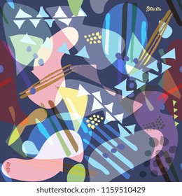 seamless abstract background with a hand drawn pattern of spots and stripes