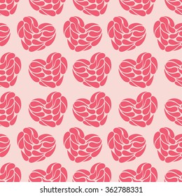 seamless abstract background of hearts on a pink background.vector illustration