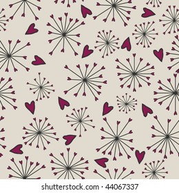 Seamless abstract background with hearts on a white background